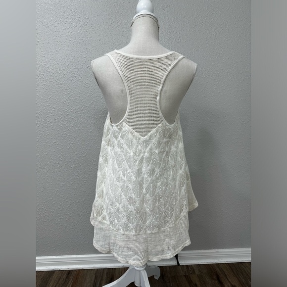 Anthropologie Heartloom Tunic Tank Women’s Medium Racerback Mesh Lace Ivory NEW - Picture 6 of 8